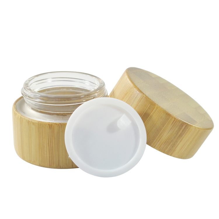 Wholesale cosmetic containers 5g 15g 20g 30g 50g 100g bamboo cosmetic cream jar with glass inner