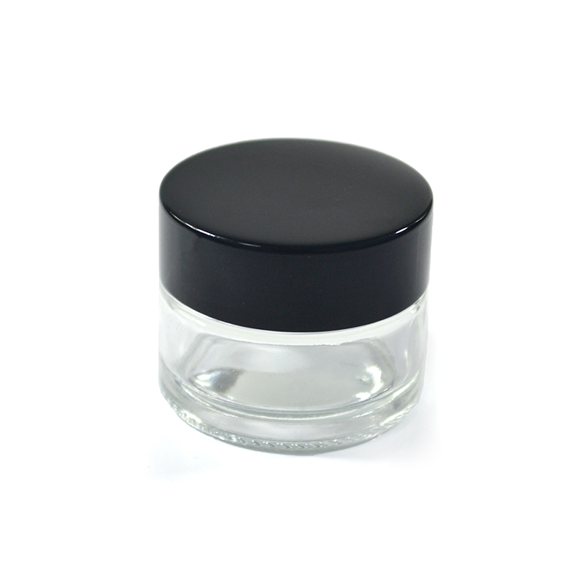 Wholesale cosmetic containers face cream jar 100g clear glass cream jar with black plastic lid