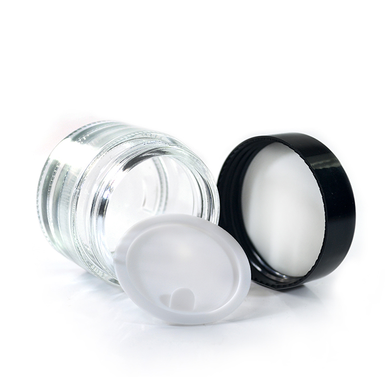 Wholesale cosmetic containers face cream jar 100g clear glass cream jar with black plastic lid