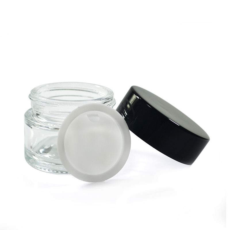 Wholesale cosmetic containers face cream jar 100g clear glass cream jar with black plastic lid