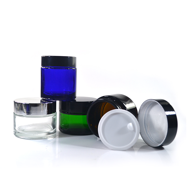 Wholesale cosmetic containers face cream jars 100g clear glass cream jar with sliver anodized aluminum lid