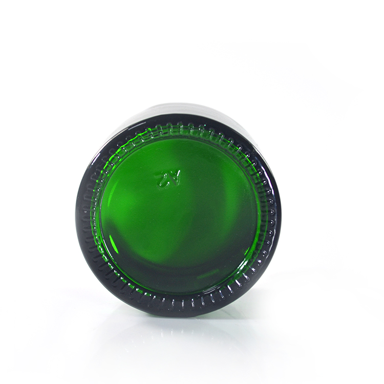 Wholesale cosmetic containers face cream jars 30g green glass cream jar with black anodized aluminum lid