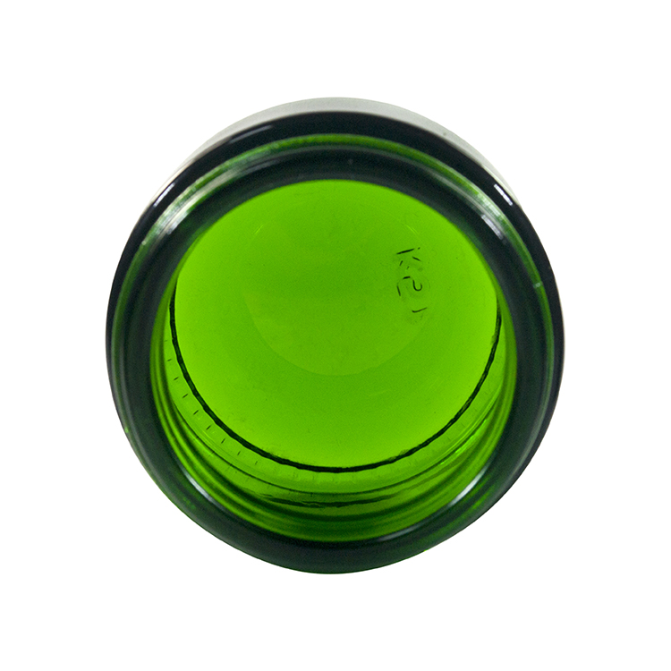 Wholesale cosmetic containers face cream packaging 20g 30g 50g green glass cream jar with black anodized aluminum lid