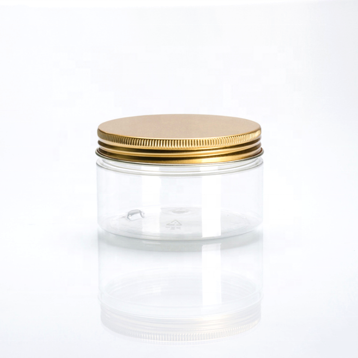 Wholesale cosmetic food packaging 100ml 150ml 200ml 250ml 300ml amber black pet plastic cosmetic cream jar with white black lid