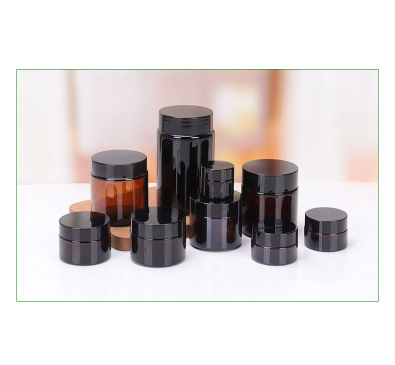 Wholesale cosmetic food packaging 100ml 150ml 200ml 250ml 300ml amber black pet plastic cosmetic cream jar with white black lid