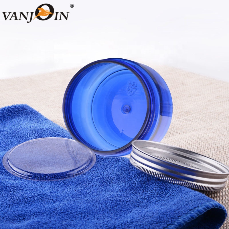 Wholesale cosmetic food packaging 100ml 150ml 200ml 250ml 300ml amber black pet plastic cosmetic cream jar with white black lid