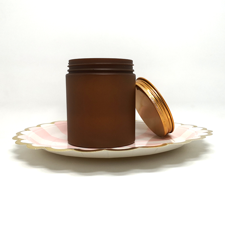 Wholesale cosmetic food packaging 100ml 150ml 200ml 250ml amber pet plastic cosmetic cream jar with black lid