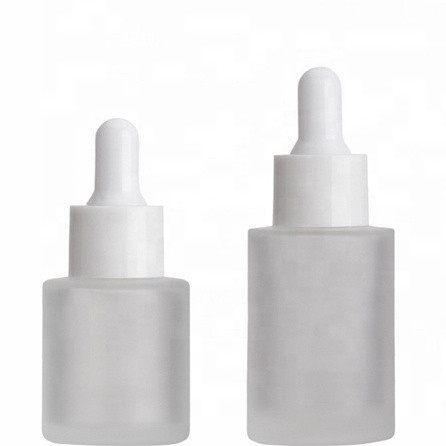 Wholesale cosmetic glass flat shoulder dropper bottle 10ml 15ml 30ml 50ml frosted dropper bottle for essential oil
