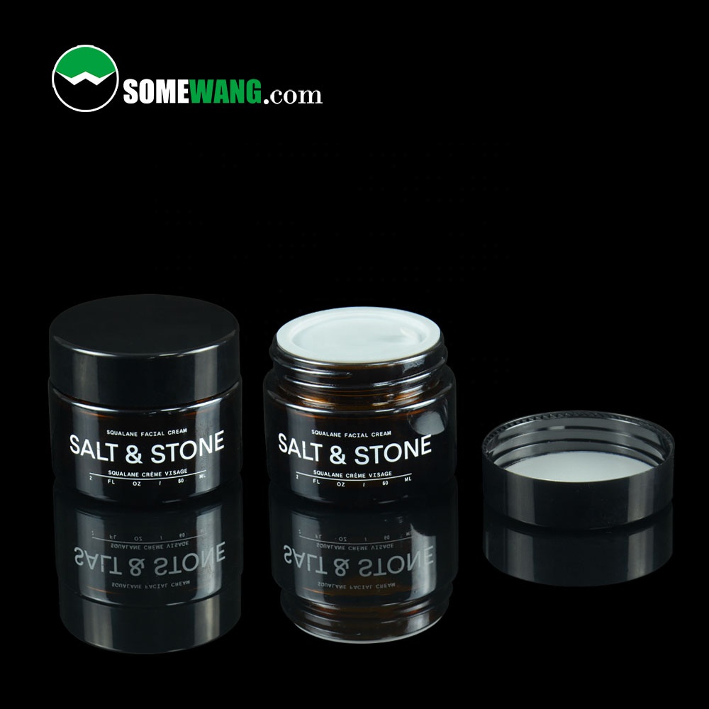 Wholesale cosmetic glass packaging 50g 100g black glass jar for cream, frosted cream glass jars