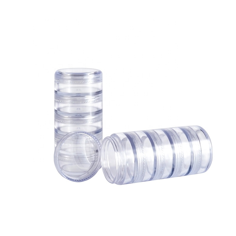 Wholesale cosmetic package Small round container five layer clear PET plastic jar