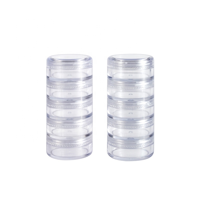 Wholesale cosmetic package Small round container five layer clear PET plastic jar