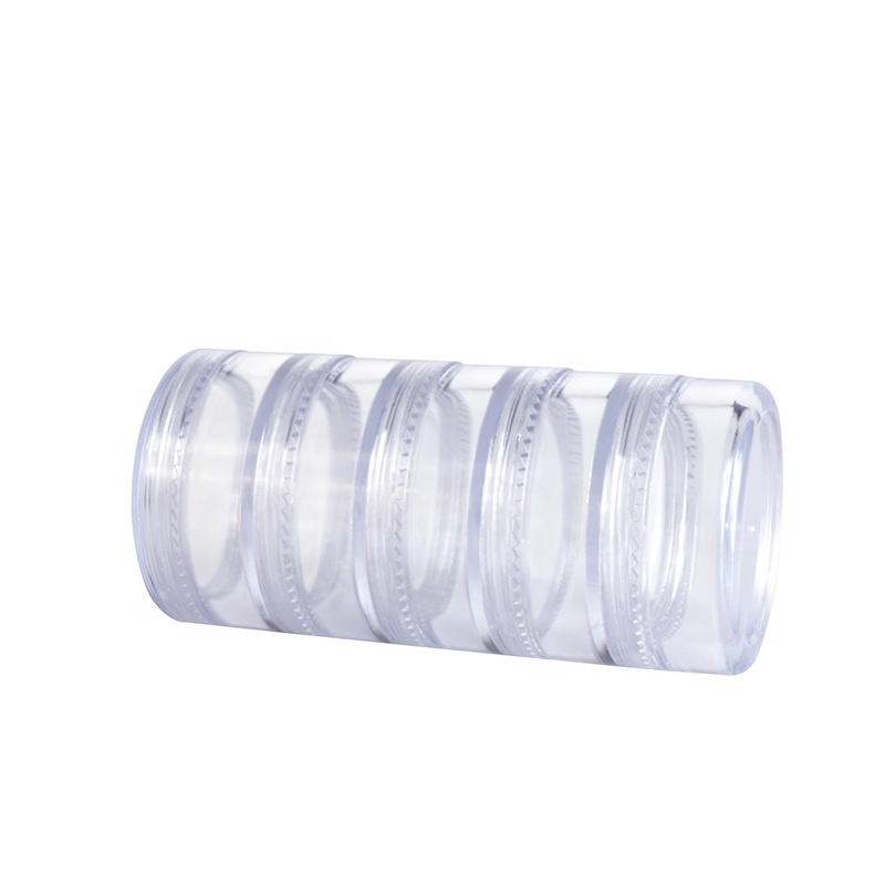 Wholesale cosmetic package Small round container five layer clear PET plastic jar