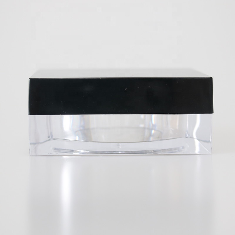 Wholesale cosmetic packaging 15g clear acrylic loose powder container with sifter