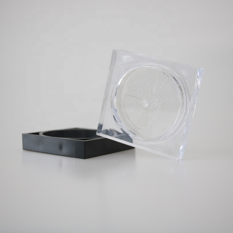 Wholesale cosmetic packaging 15g clear acrylic loose powder container with sifter