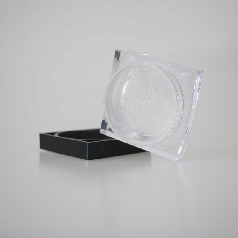 Wholesale cosmetic packaging 15g clear acrylic loose powder container with sifter