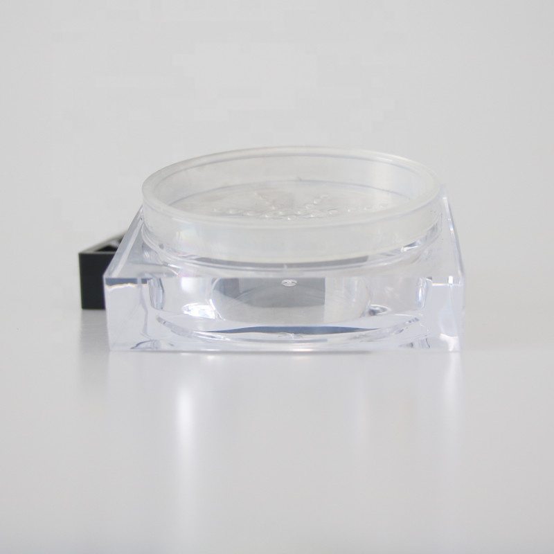 Wholesale cosmetic packaging 15g clear acrylic loose powder container with sifter