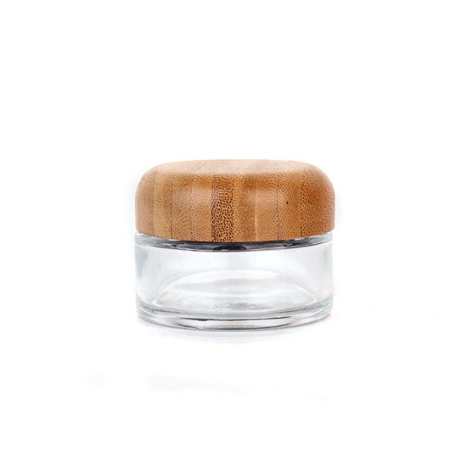 Wholesale cosmetic packaging bamboo cream jar 50ml glass jar inner with bamboo lid