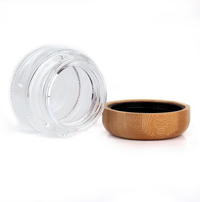 Wholesale cosmetic packaging bamboo cream jar 50ml glass jar inner with bamboo lid
