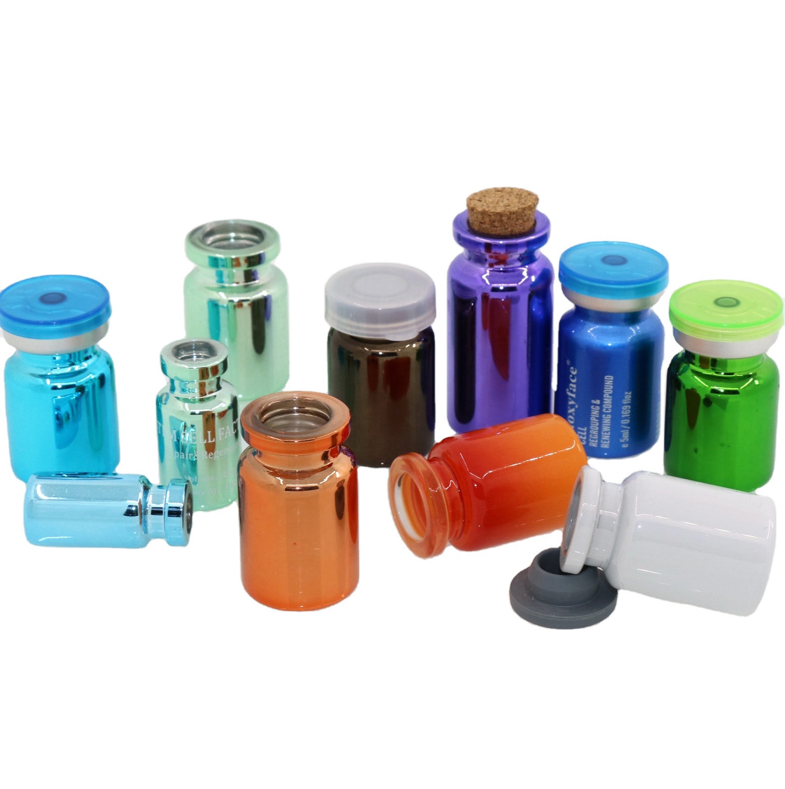 Wholesale cosmetic packaging portable mini luxury UV purple glass 5 ml vial with aluminum cap