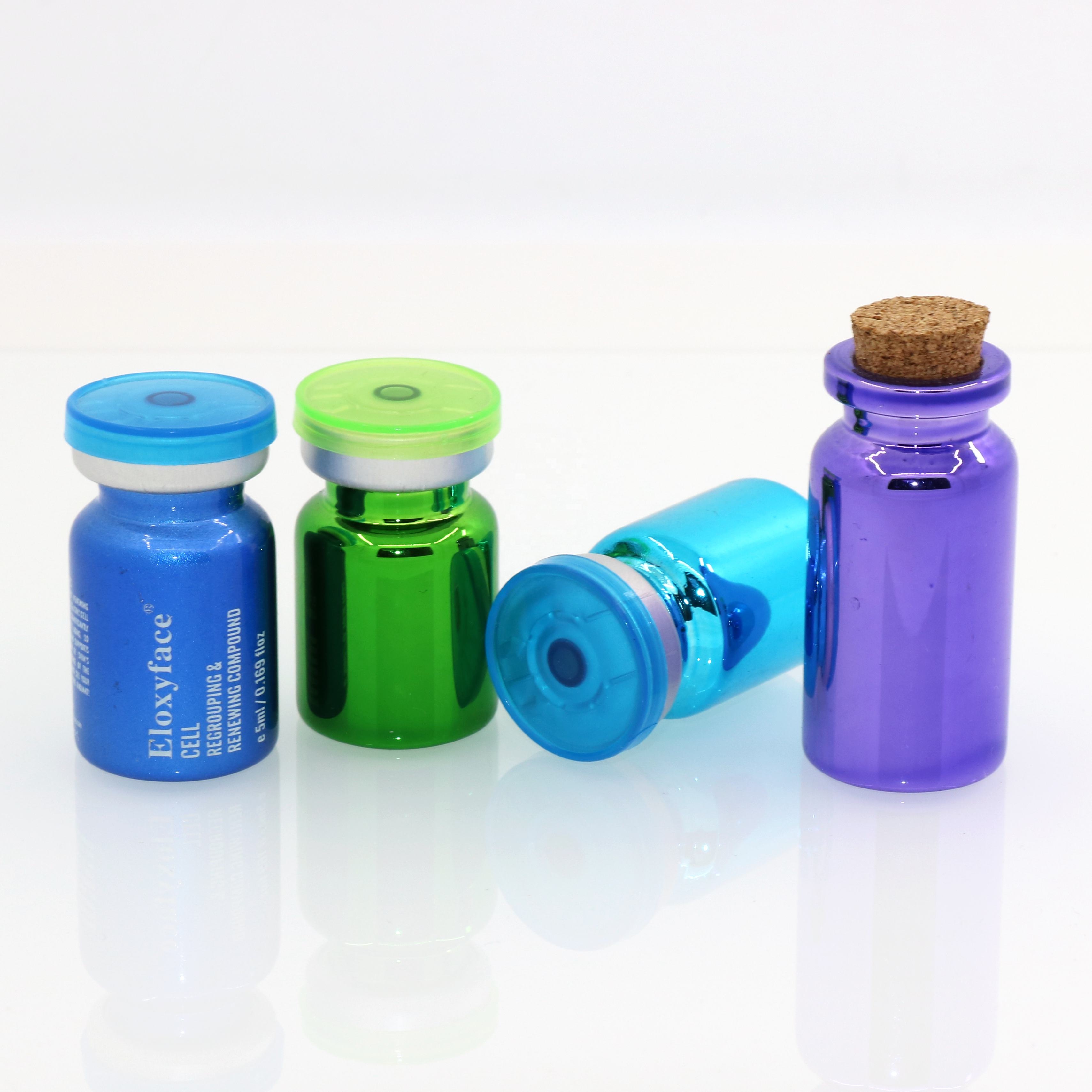 Wholesale cosmetic packaging portable mini luxury UV purple glass 5 ml vial with aluminum cap