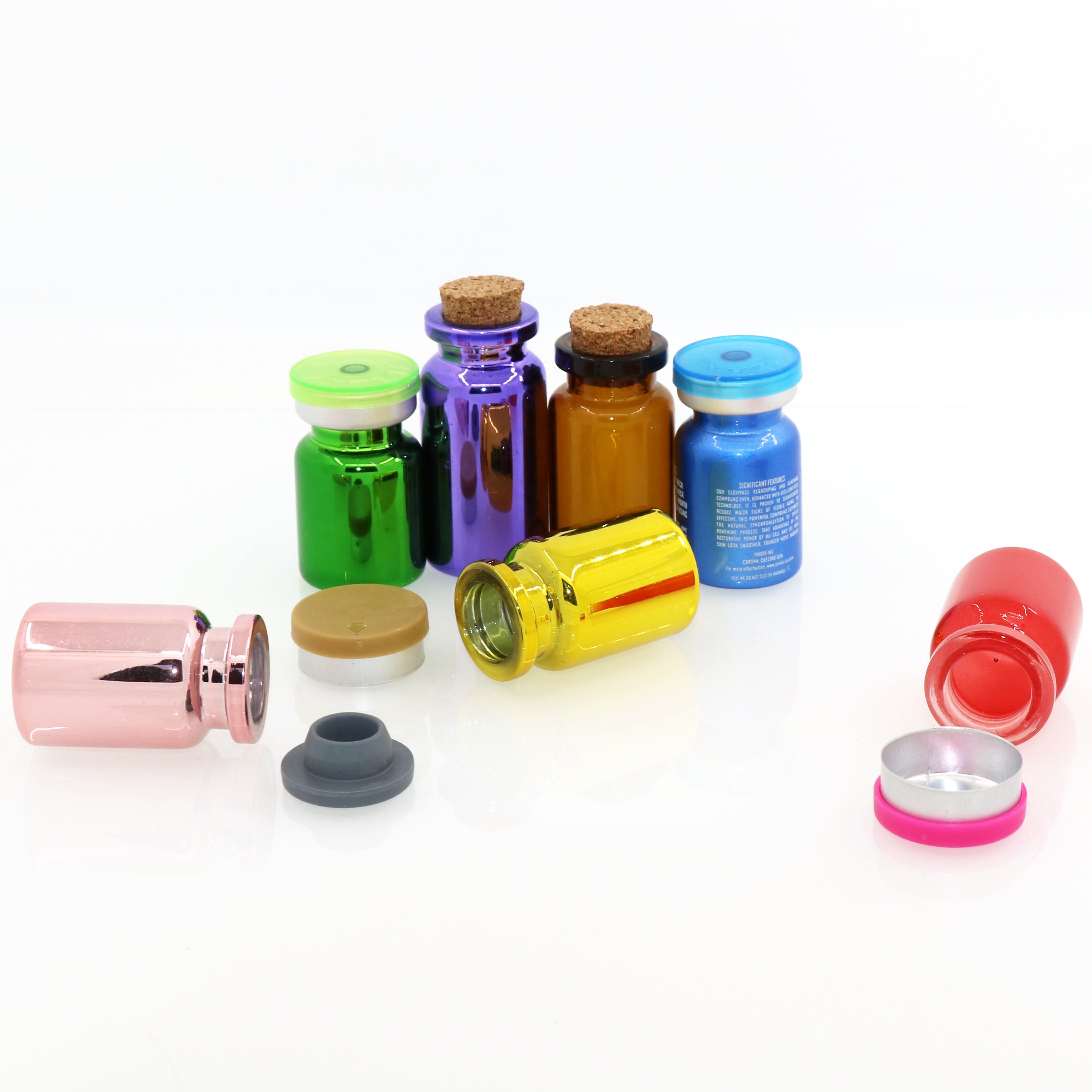 Wholesale cosmetic packaging portable mini luxury UV purple glass 5 ml vial with aluminum cap