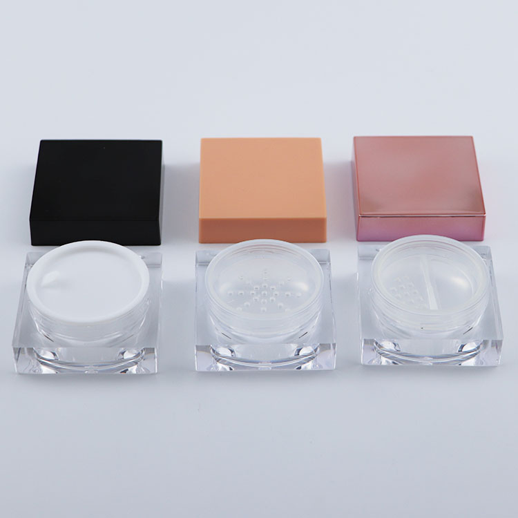 Wholesale cosmetic packaging square empty loose powder sifter jar