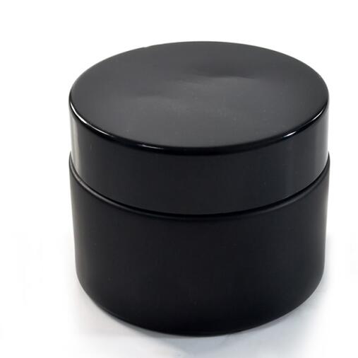 Wholesale cosmetic packing 30g empty cream containers matte black glass cream jar