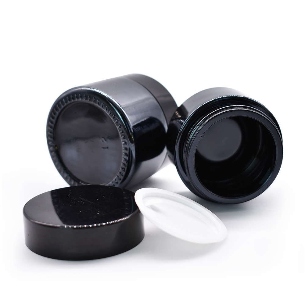 Wholesale cosmetic packing 30g empty cream containers matte black glass cream jar