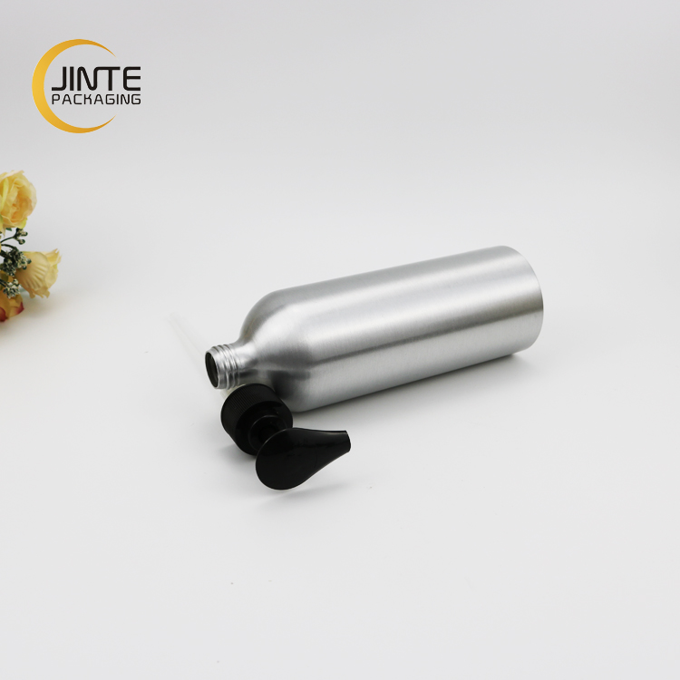 Wholesale cosmetic pump top aluminum lotion bottle for personal skin care use in various capacity and low price