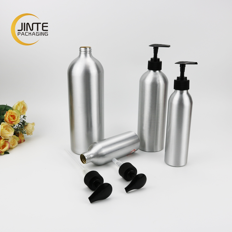 Wholesale cosmetic pump top aluminum lotion bottle for personal skin care use in various capacity and low price