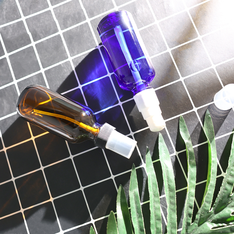 Wholesale cosmetic toner perfume e liquid amber glass bottle 30ml 50ml 100ml spray bottle