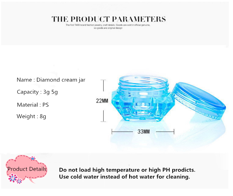Wholesale cosmetics face cream Empty bottle 3g/5g diamond face cream Box Cream Bottle Cosmetics package sample box empty bottle