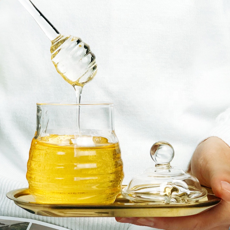 Wholesale creative glass honey jar with stick