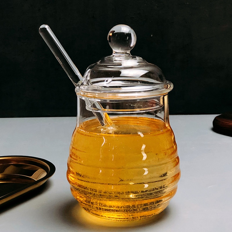 Wholesale creative glass honey jar with stick