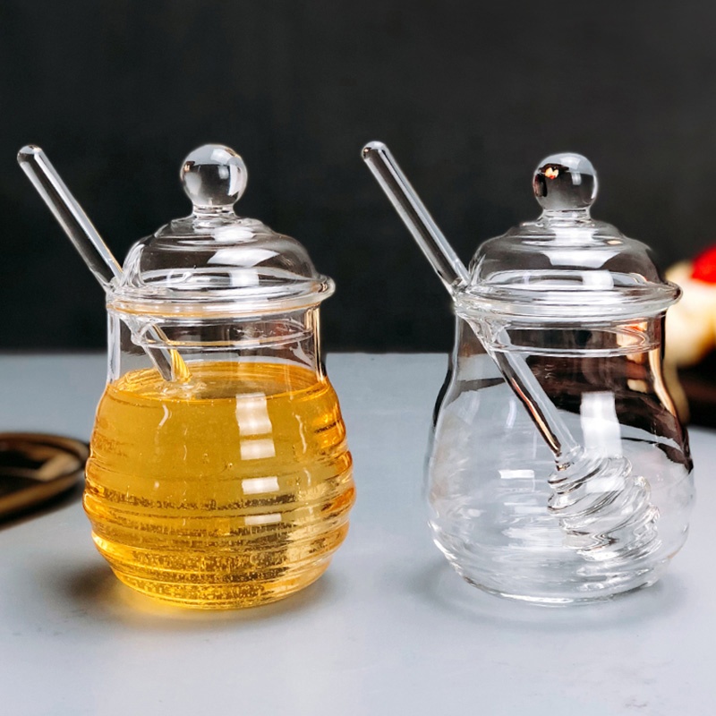 Wholesale creative glass honey jar with stick