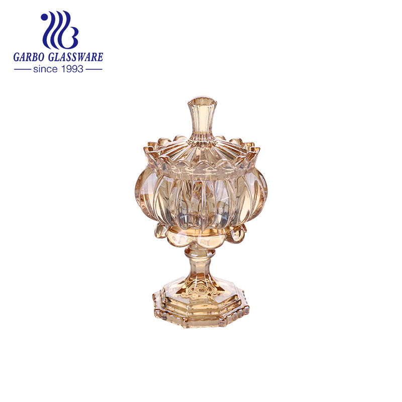 Wholesale crystal glass candy jar with glass lid,clear glass sugar pot for decoration classic small home restaurant glassware