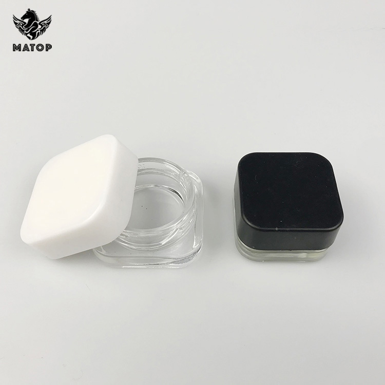 Wholesale cube 3 5 7 9ml glass concentrate container small CRC glass jars