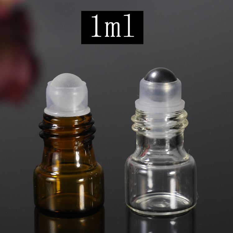 Wholesale custom 1ML cosmetic essential oil transparent glass ball bottle