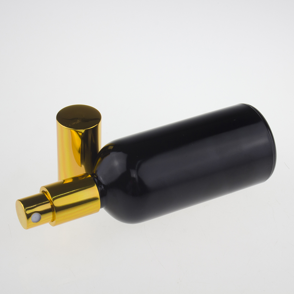 Wholesale custom 3oz 100ml matt black glass spray bottle with mist pump cap