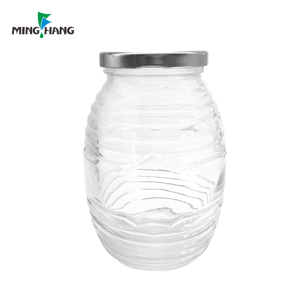 Wholesale custom 700ml 350ml 180ml 80ml glass honey jar with Tin Lid