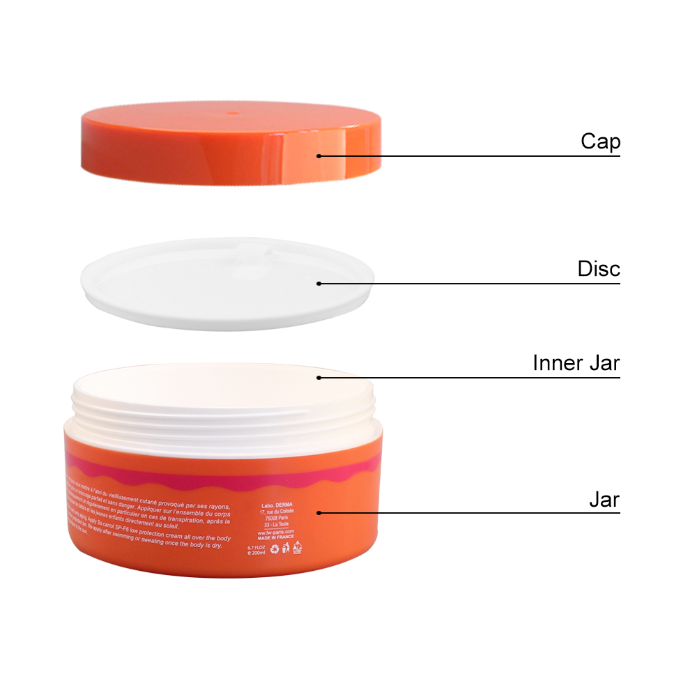 Wholesale custom 8 oz 200ml pp plastic cosmetic petg jar