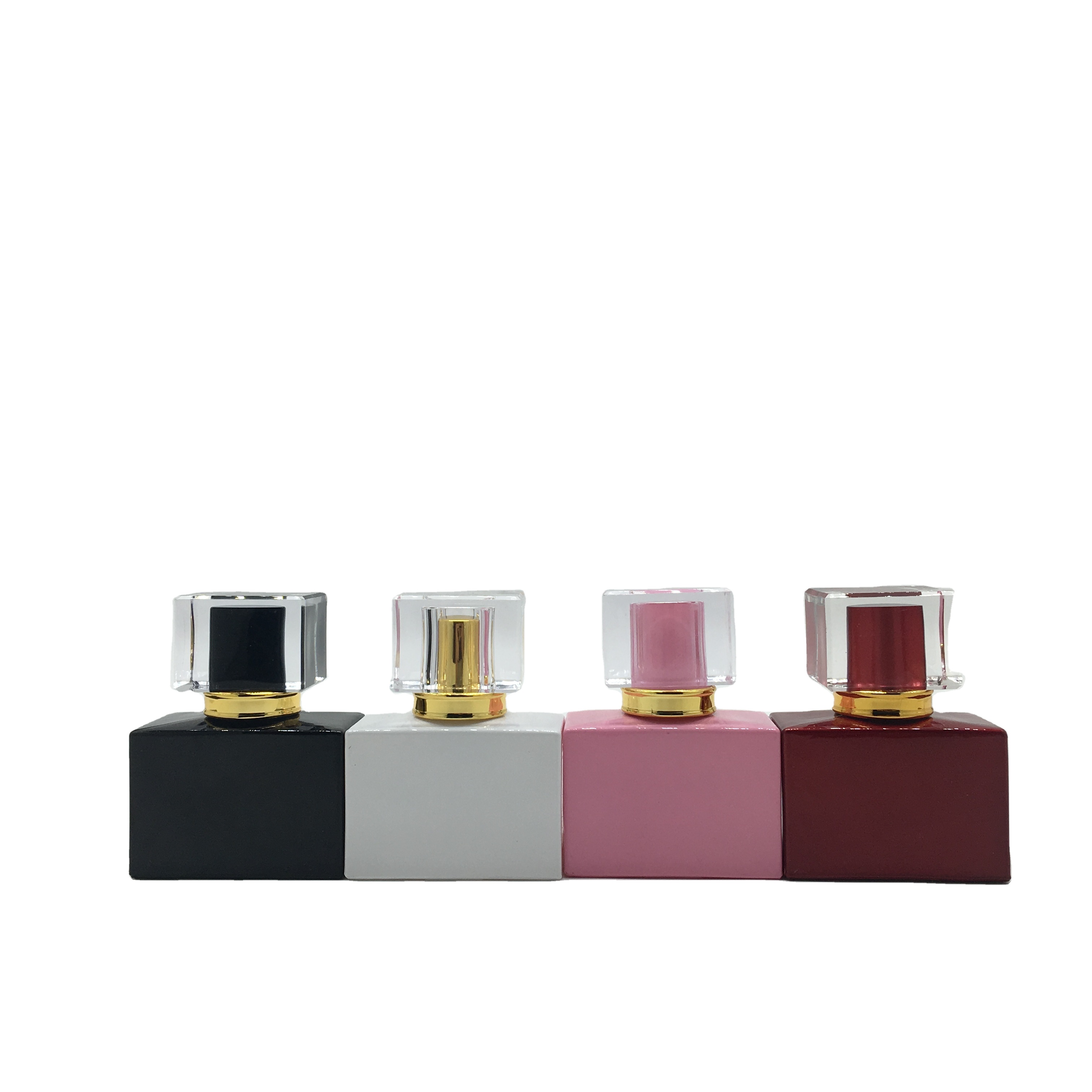 Wholesale custom Square silk printing colors glass perfume bottle colors aluminum spray bottle