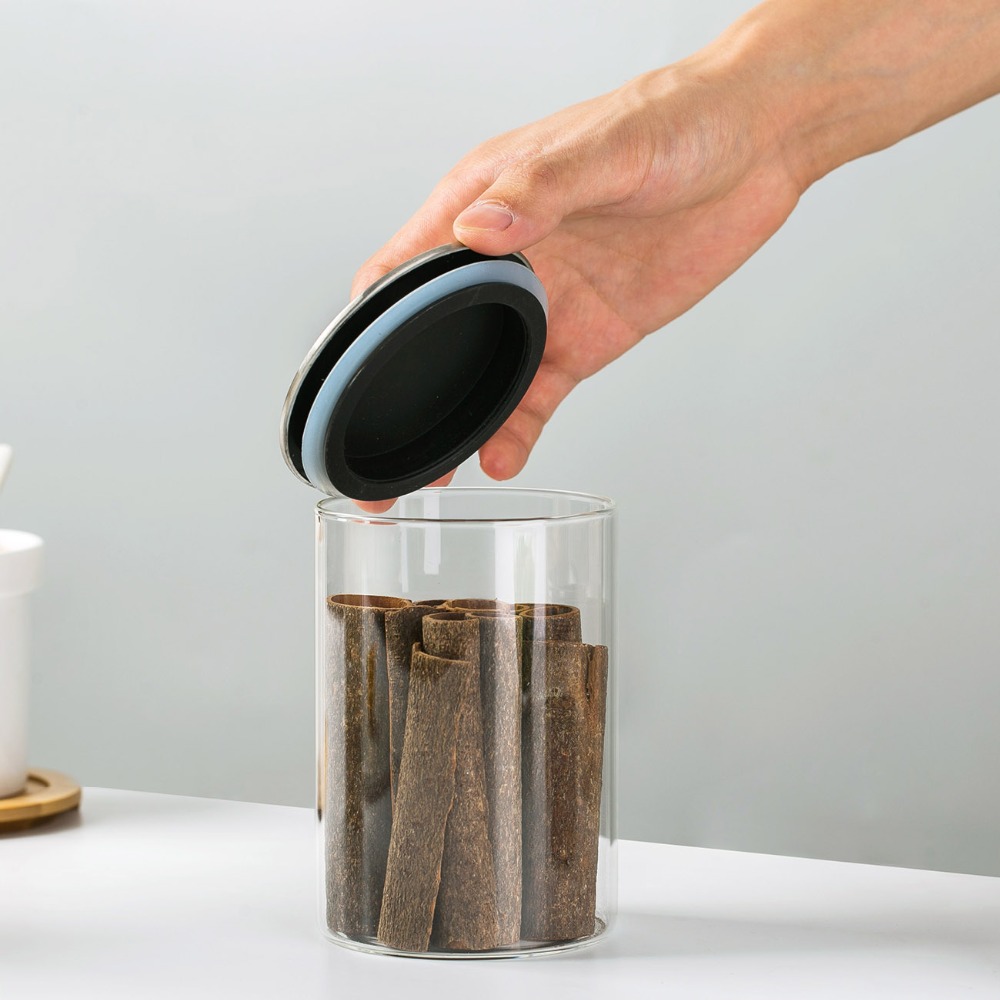 Wholesale custom borosilicate glass nuts storage jar with stainless steel lid
