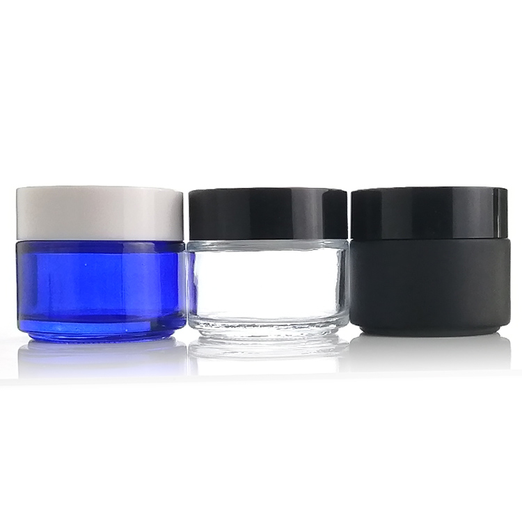 Wholesale custom clear 50g 100g cosmetic glass jar frosted jar