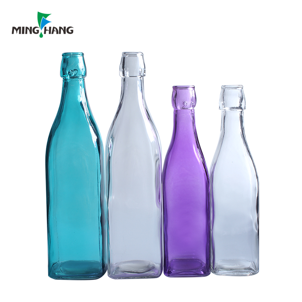 Wholesale custom clear glass beverage bottle with swing top lidfor beverages, oil, vinegar, kombucha, beer,water