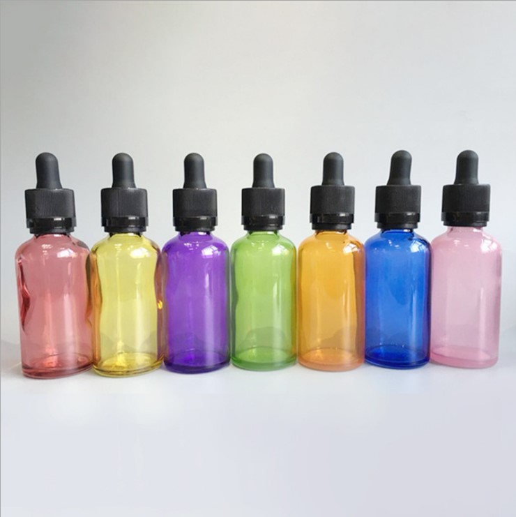 Wholesale custom colorful 5ml,10ml,20ml,30ml glass dropper bottle printing essential oil bottle