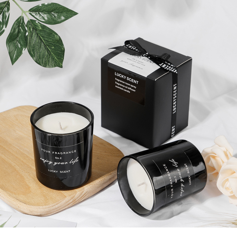 Wholesale custom decorative Scented decorations Mini candle Luxury Aroma Black Glass Candle