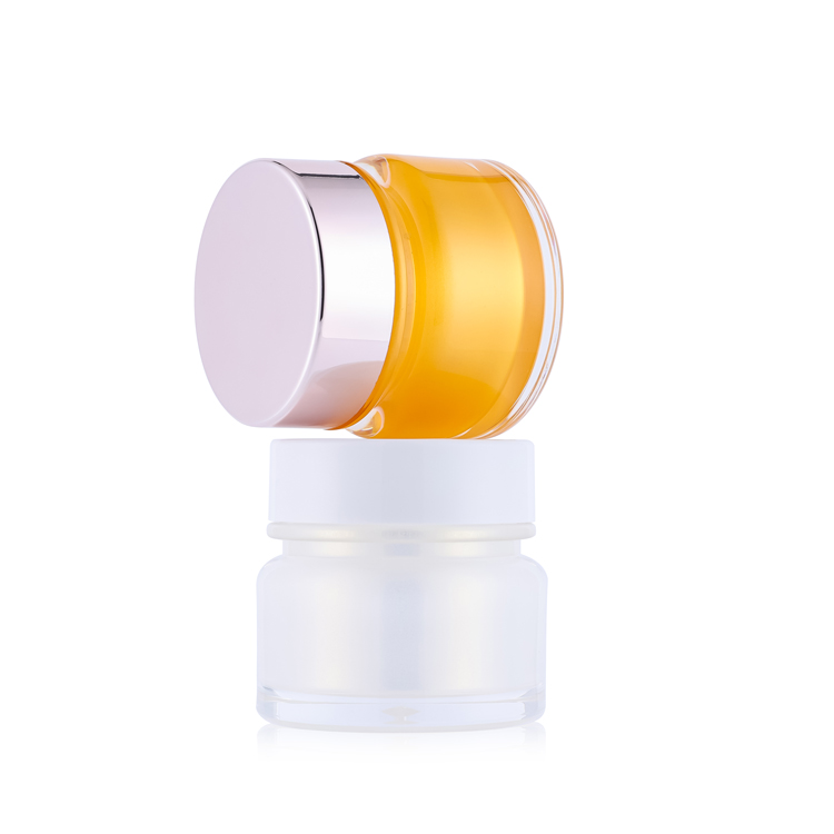 Wholesale custom empty yellow cosmetic jars 30g 50g plastic double wall cream jar for skincare packaging