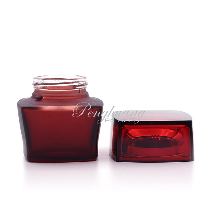 Wholesale custom frosted red luxury cosmetic jar glass jars for skin care