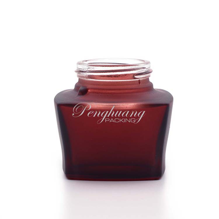 Wholesale custom frosted red luxury cosmetic jar glass jars for skin care